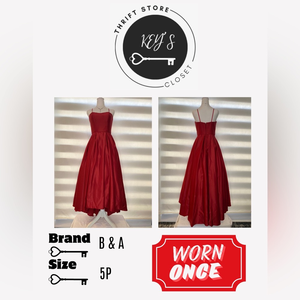 Elegant A line strapped dress. High-low hem.